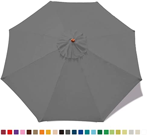 ABCCANOPY 9ft Outdoor Umbrella Replacement Top Patio Umbrella Market Umbrella Replacement Canopy with 8 Ribs(Dark Gray)