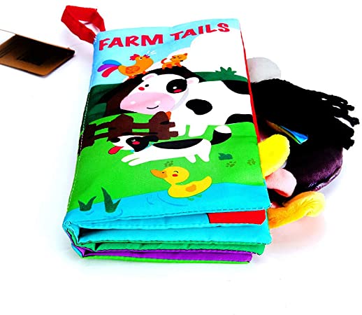 beiens Quiet Toddler Books, 3D Tail Crinkly Book - Ultra Soft Cloth Books Touch and Feel for Baby Learning to Sensory Book、Identify Skill Boys and Girls