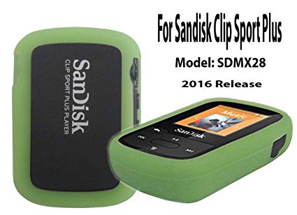 Silicone Case For SanDisk Clip Sport Plus Bluetooth MP3 Player (Model SDMX28) 2016 Release, Green