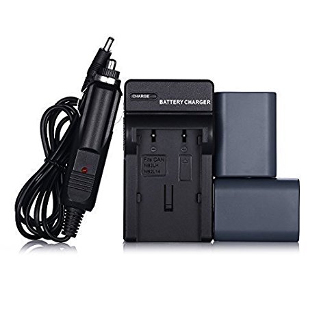 Powerextra 2 Pack Replacement Canon NB-2L, NB-2LH Battery With Charger for Canon PowerShot G7 G9 S30 S40 S45 S50 S60 S70 S80 DC410 DC420 VIXIA HF R10 HF R100 HF R11 EOS 350D 400D Digital Rebel XT XTi
