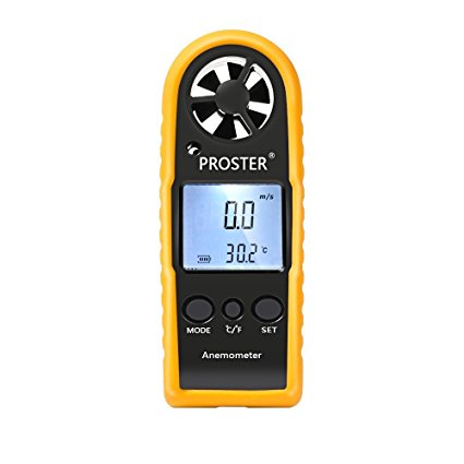 Proster LCD Digital Wind Speed Gauge New Arrival Wind Speed Scale Meter Anemometer Thermometer Handheld Anemometer Measure for Sailing Fishing