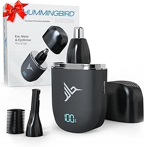 HUMMINGBIRD MK12 Ear & Nose Hair Trimmer for Men – Compact Precision Detailer for Nose, Ears, Eyebrows & Sideburns, Portable, Waterproof, USB C Rechargeable, LED Display