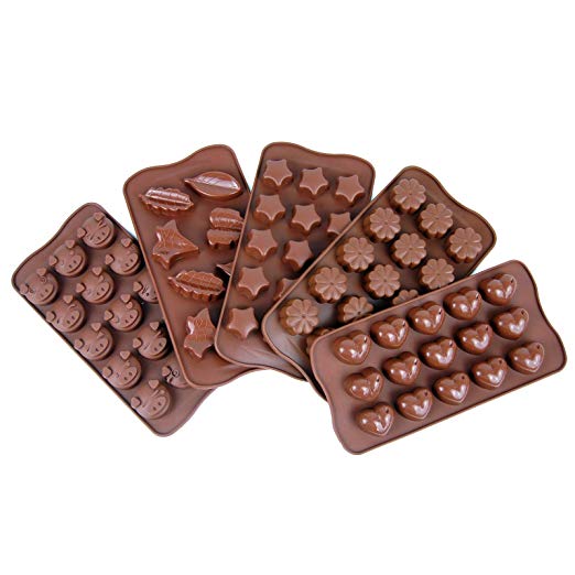 Silicone Gel Chocolate Candy Molds, Set of 5pcs, Jelly and Candy Molds,Ice Molds,Cake Baking Molds