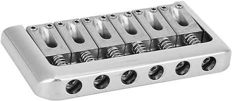 Guitar Bridge, Metal 6 Strings Fixed Hardtail Guitar Bridge Saddle with 4Pcs Screws for Electric Guitar(Silver)