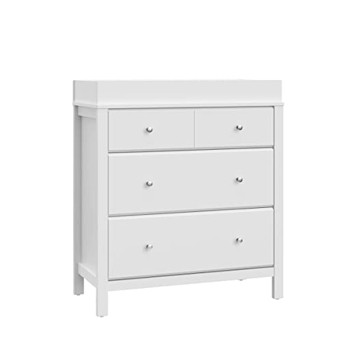Storkcraft Carmel 3-Drawer Chest with Changing Topper (White) - Baby and Kids Dresser with Built-in, Removable Changing Table Topper, Ideal for Nursery or Children's Bedroom