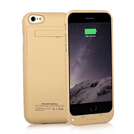 Btopllc Charger Case for iPhone 6 / 6s 3500mAh Power Bank Portable Charger 4.7 inch Charging Case Extended Battery Pack Power Cases for iPhone 6 iPhone 6s, Gold