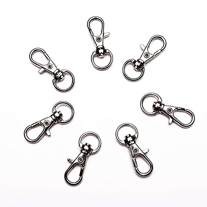 Fasmov Metal Swivel Lanyard Snap Hook Lobster Clasps Keychain Ring Hook Clip for Keys, Pack of 50