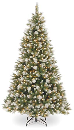 National Tree 7.5 Foot Feel Real Frosted Alaskan Pine Tree with 550 Clear Lights, Hinged (PEFAP7-308-75)