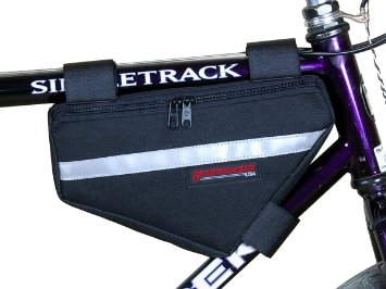 Bushwhacker Laredo Black - Bicycle Frame Bag Cycling Triangle Pack Bike Top Tube Bag - w Reflective trim