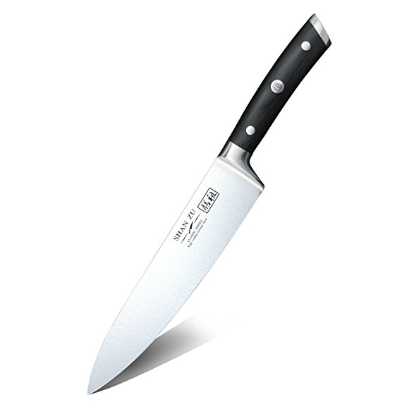 SHAN ZU Chef Knife 8 Inches High Carbon German Stainless Steel Knife with Black Handle