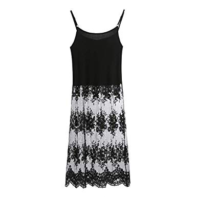 Oumanke Women Lace Extenders Dress Camisole Trimmed Cami Top Extender Extra Long Tank Slip Dresses