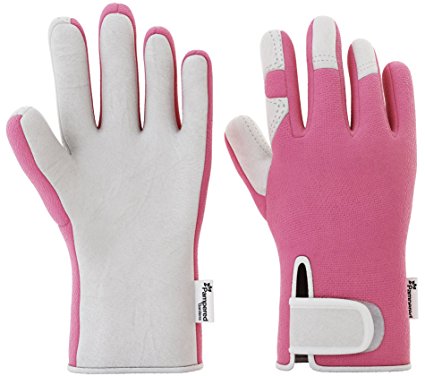 Gardening Gloves from Pampered Gardens - Leather LadyArmour Women's Slim Fit (Medium) Hand Protection - Perfect for Garden and House - Even Safe for Pruning Roses - One Ladies Pair