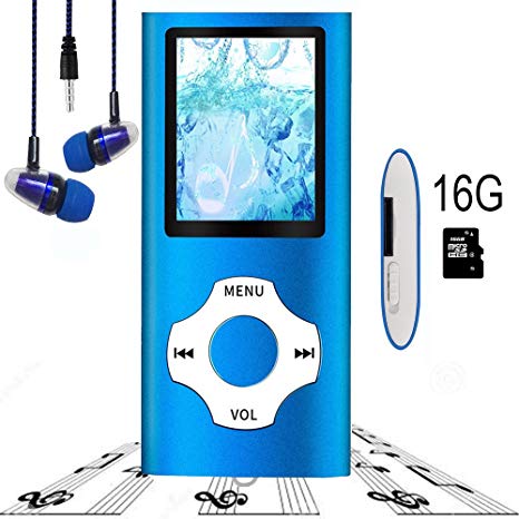 MP3 Player / MP4 Player, Hotechs MP3 Music Player 16GB Memory SD Card Slim Classic Digital LCD 1.82'' Screen FM Radio, ¡­ (16GB-Blue-09.)