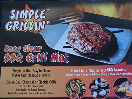 SIMPLE GRILLIN' BBQ GRILL MATS - Premium Quality - Set of 2 Barbecue Grilling Mats - Certified FDA - Sized 13"x16" - Temp Range 79F-500F - 100% Non-Stick Teflon Surface- Easy to Clean & Durable.