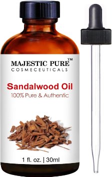 Pure Sandalwood Essential Oil from Majestic Pure is Extracted from Santalum Album Also Known as East Indian Sandalwood 100 Authentic Best Aromatherapy Oil 1 fl oz