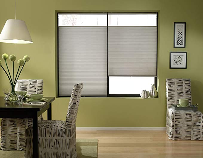 Windowsandgarden Cordless Top Down Bottom Up Cellular Honeycomb Shades, 52W x 36H, Cool Silver, Any Size 19-72 Wide