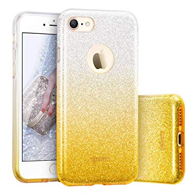 ESR iPhone 7 Case,Glitter Sparkle Bling Case [Three Layer] for Girls Women [Shock-Absorption] for 4.7" iPhone 7 (2016 Release)(Yellow)