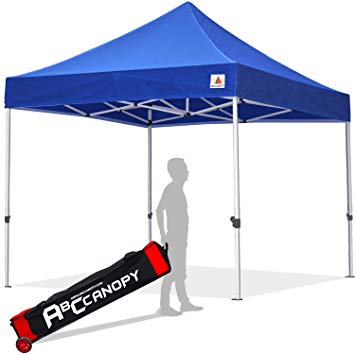 ABCCANOPY Upgrade Pop up Canopy Tent Commercial Instant Shelter with Wheeled Roller Bag (Blue Canopy (Without Walls))