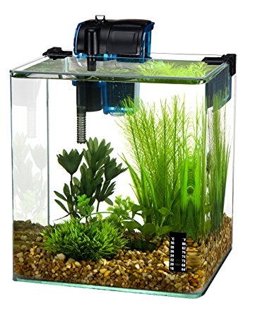 Penn Plax Vertex Aquarium Kit for Fish and Shrimp With Filter, Thermometer, Desktop Size 2.7 Gallon