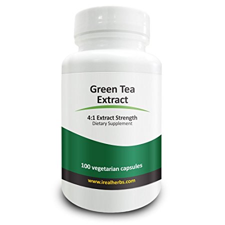 Real Herbs Green Tea Extract - Derived from 2,000mg of Green Tea Powder with 4:1 Extract Strength - Green Tea for Weight Loss - 100 Vegetarian Capsules - A Natural Alternative to Tablets