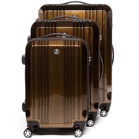 FERGÉ three suitcase set CANNES - 3 suitcase hard-top cases - three pcs luggage with 4 wheels (360) - ABS & PC bronze-metallic