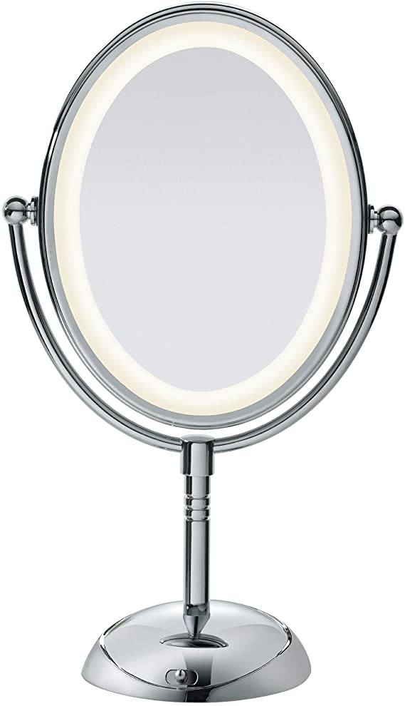 Conair Reflections LED Lighted Collection Double-Sided Makeup Mirror, 1x/7x magnification, Polished Chrome