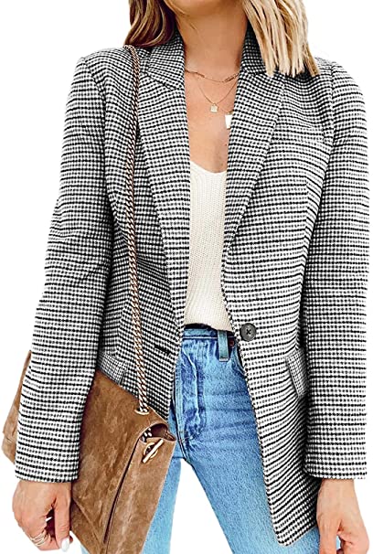 Asvivid Womens Casual Pocketed Office Blazers Draped Open Front Cardigans Jacket Work Suit