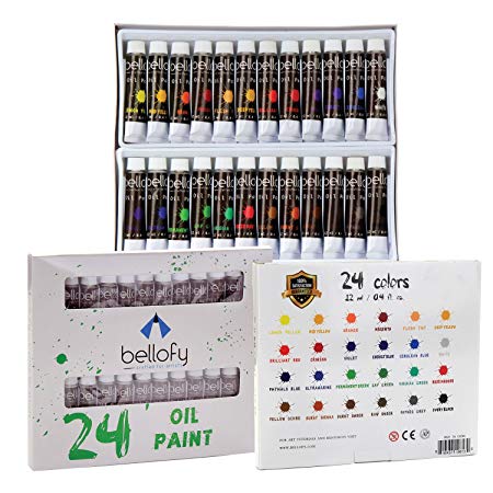 Bellofy 24-Color Oil Paint Set - 24 x 12 ml / 0.4 oz - Oil Paint Kit For Artists and Beginners - Painting Art - Artist Paint - Best Art Brand for Painting and Drawing Accessories Online