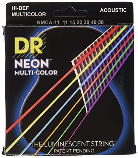 DR Strings NMCA-11 DR NEON Acoustic Strings, Custom Lite, Multi-Color