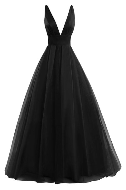 Bess Bridal Women´s Tulle Deep V Neck Prom Dress Formal Evening Gowns