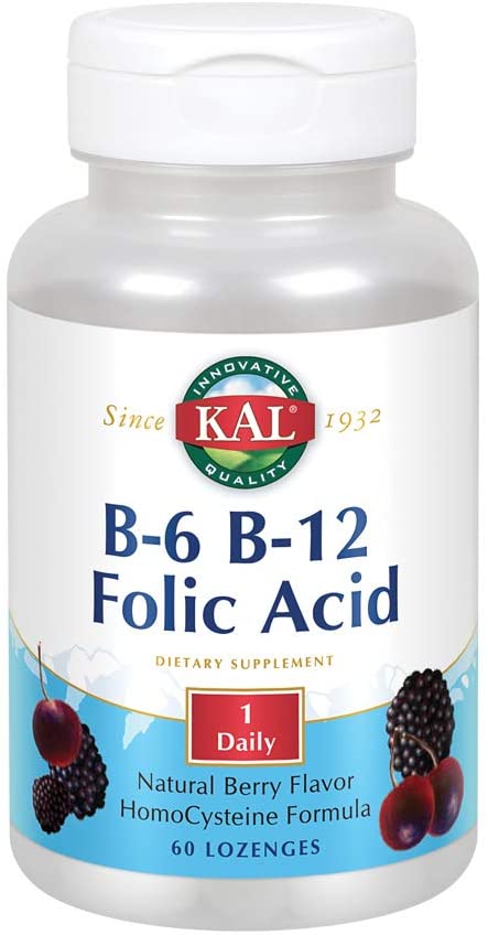 KAL B-6, B-12 Folic Acid Lozenge, 50 mg/400 mcg/400 mcg, 60 Count