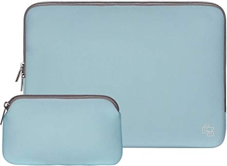 CASE STAR Water Repellent Neoprene Sleeve 13 Inch Laptop Sleeve Case 13-13.3 inch Bag Cover Compatible 13-13.3 Inch Laptop MacBook 13 inch Sleeve with Small Case (Blue/Grey)