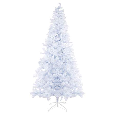 Bocca 8 FT Christmas Tree Atificial Premium Pine Full Tree with Metal Leg 1500 Tips (White, 8FT)