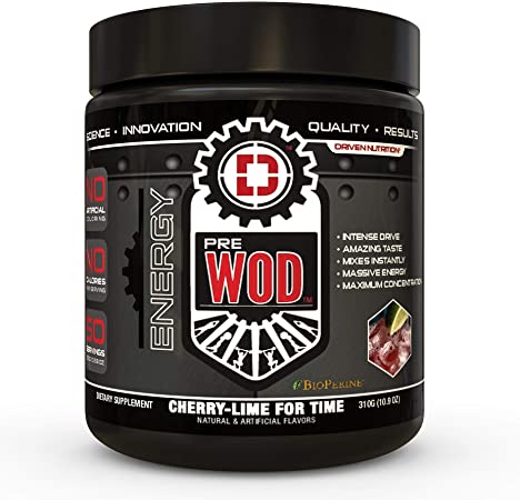 PREWOD Pre Workout - Creatine Free Nitric Oxide (NO) Boosting Preworkout Supplement | Caffeine, Citrulline Malate, Beta Alanine | Focus & Energy Drink Powder (Cherry Lime for Time)