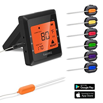 Meat thermometer, Silipower Wireless Digital Cooking Thermometer Instant Read, with 6 Probes for Grill Smoker Kitchen BBQ