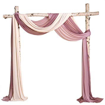 Ling's moment Wedding Arch Drapes for Ceremony Reception Backdrop Decorations (6 Yards Drapping Fabric, Blush  Dusty Rose   Mauve)