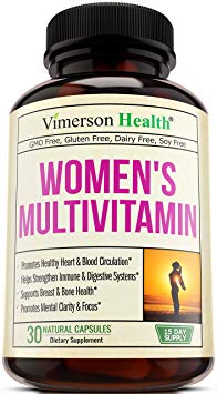 Women's Daily Multivitamin Supplement - Biotin, Vitamins A B C D E, Calcium, Zinc, Lutein, Magnesium, Manganese, Folic Acid & More. Natural, Non-GMO, Gluten Free & Dairy Free (30 Capsules)
