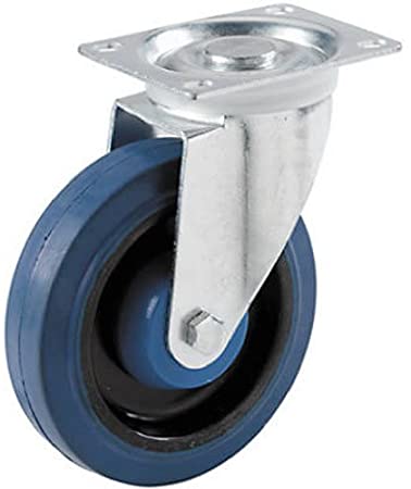 Shepherd Hardware 9260 4-Inch Swivel Caster, Elastic Blue Rubber, 265-lb Load Capacity