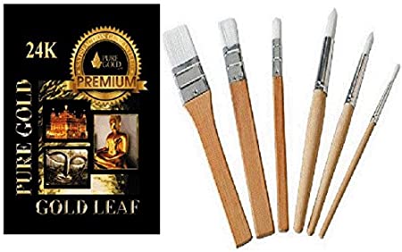 6 brush set for Gilding, Art, Design can be used on gold & silver leaf