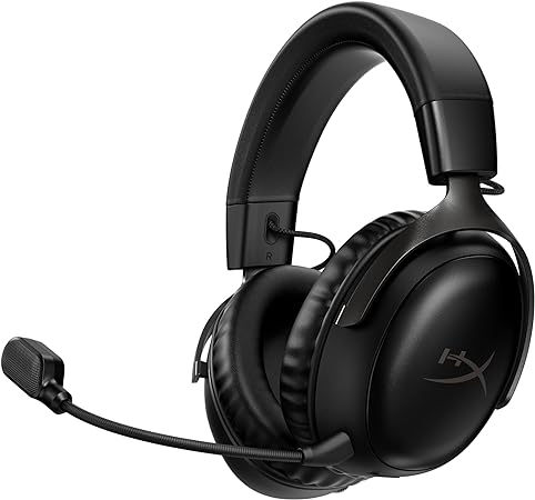 HyperX Cloud III Wireless Auriculares Gaming para PC, PS5, PS4, batería hasta 120 horas, 2.4GHz, drivers 53mm, Micrófono 10mm, Negro