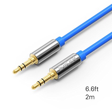 Audio Cable, Kinps®6.6FT/2M Gold-Plated Step Down Design Tangle-Free Stereo Male to Male 3.5mm Aux Cord for Apple, Android Smartphone, Tablet, MP3 Player and More 3.5mm-enabled Devices(6.6FT - Blue)