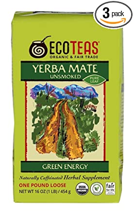 ECOTEAS Organic Yerba Mate Pure Loose Leaf 1 Pound (Pack of 3)