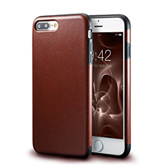 iPhone 7 Plus Leather Case, technext020 Ultra Slim Fit Silicone iPhone 7 Plus Artificial PU Leather Cover Shock Resistance Protective for iPhone 7 Plus Brown