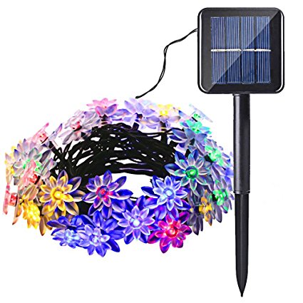 Qedertek 19ft Solar Christmas String Lights, 30 LED Lotus Flower Lighting Decoration for House, Party, Patio, Christmas, Lawn, Fence, Holiday and Festival Celebration (Multi Color)