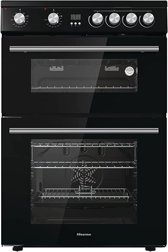 Hisense HDE3211BBUK 60cm Electric Cooker with Ceramic Hob-Black-A /A Rated Double Oven