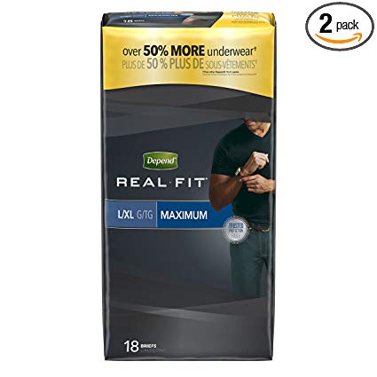 Depend Real Fit Incontinence Underwear for Men, Maximum Absorbency, L/XL, Grey