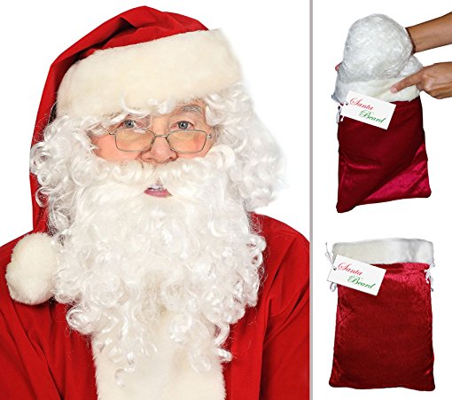 Deluxe Santa Beard and Wig Set Santa Wig and Beard Set Santa Claus Beard and Wig