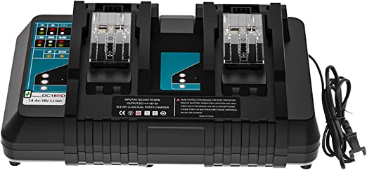 7A DC18Rd Dual Port Charger Replacement for DC18RC DC18SF Compatible with Makita 14.4V-18V Li-ion Battery BL1415 BL1430 BL1815 BL1820B BL1830B BL1840B BL1850B BL1860B