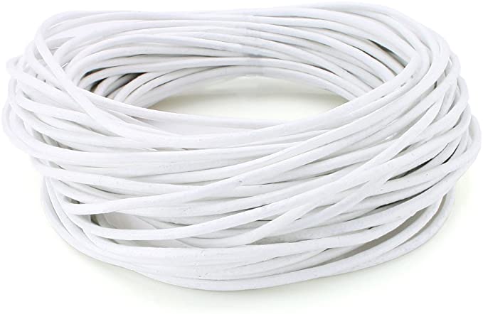 BEADNOVA Genuine Round Leather Cord White Leather Strips for Jewelry Making Bracelet Necklace Beading (11 Yards,1.5mm)