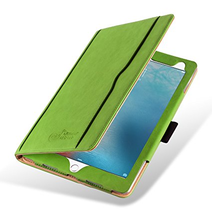 iPad Pro 10.5 Case - The Original Green & Tan Leather Smart Cover for iPad Pro 10.5" (2017), with Pencil Holder & Stylus